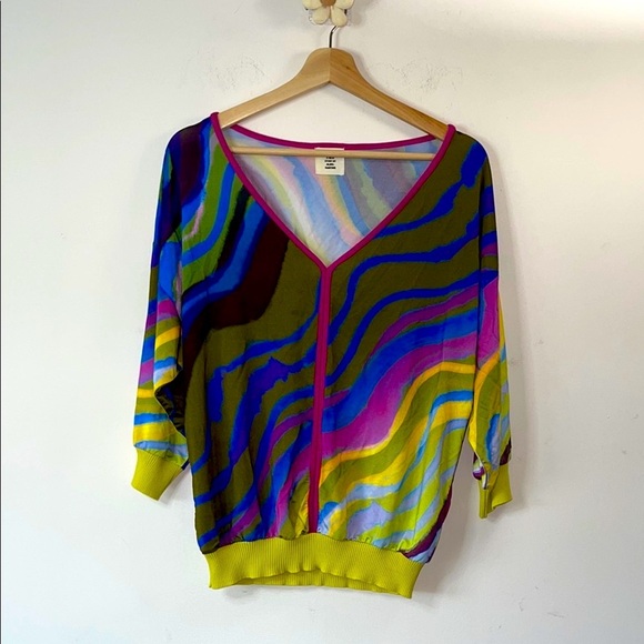 Aldo Martins Colorful Wave V-Neck Sweater - Picture 1 of 12